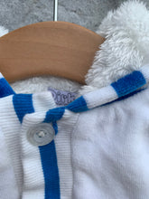 Load image into Gallery viewer, Blue&amp;white velour jacket   3-6m (62-68cm)
