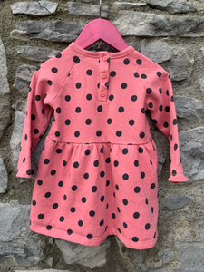 Pink dotty brushed dress   12-18m (80-86cm)