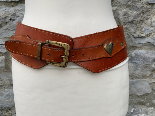 Leather belt with a heart