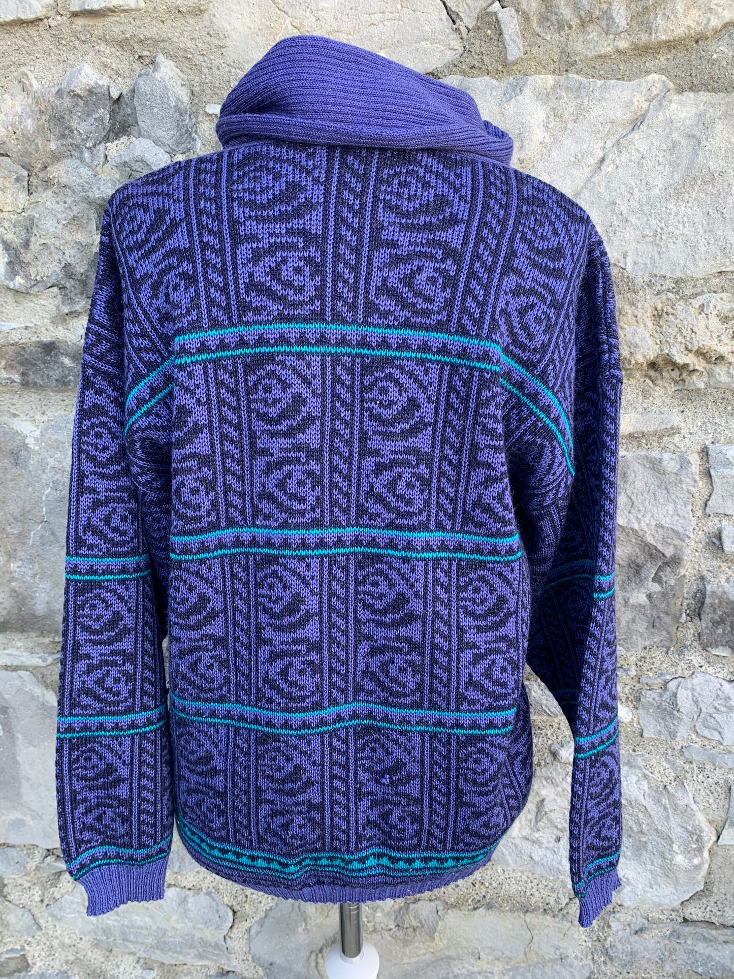 Next 80s purple&teal jumper   uk 12-14