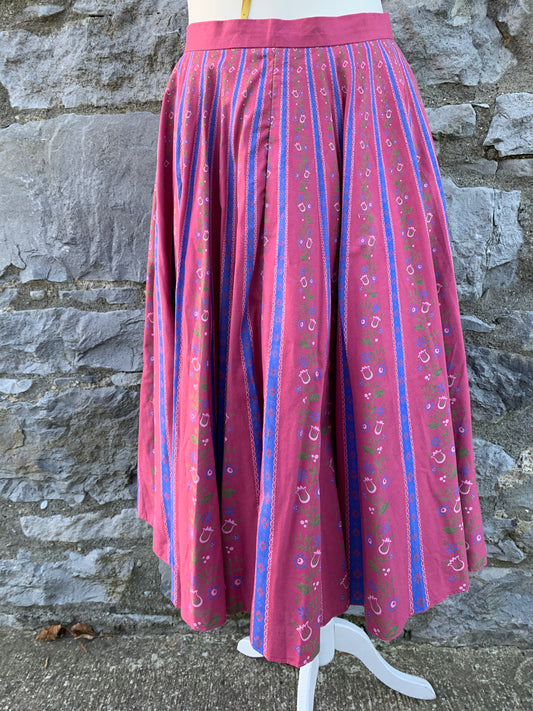 Pink folk skirt with flowers   uk 8-10