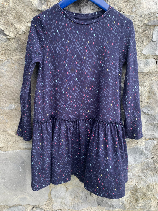 Navy spotty dress    5-6y (110-116cm)