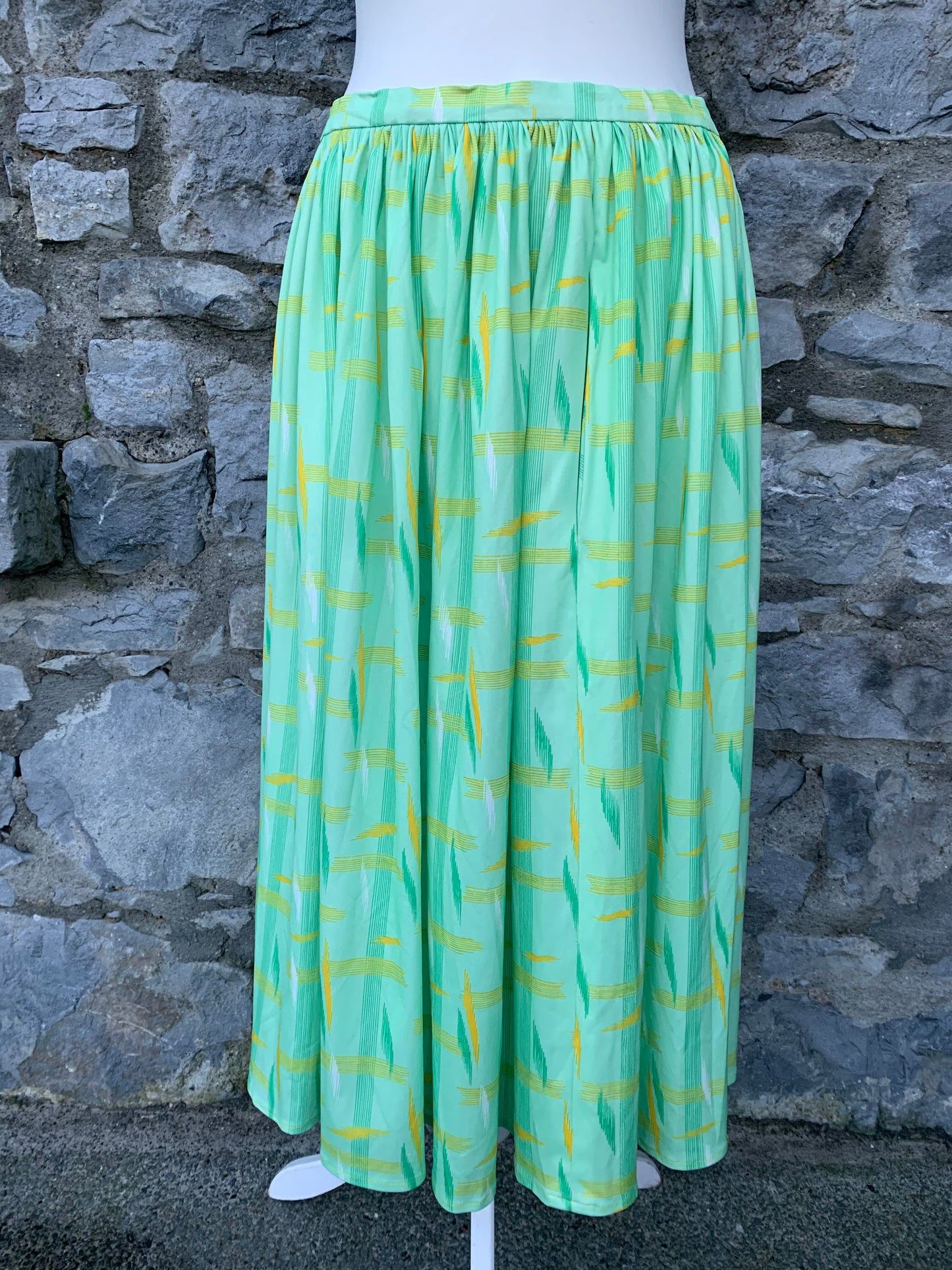 80s green midi skirt   uk 12