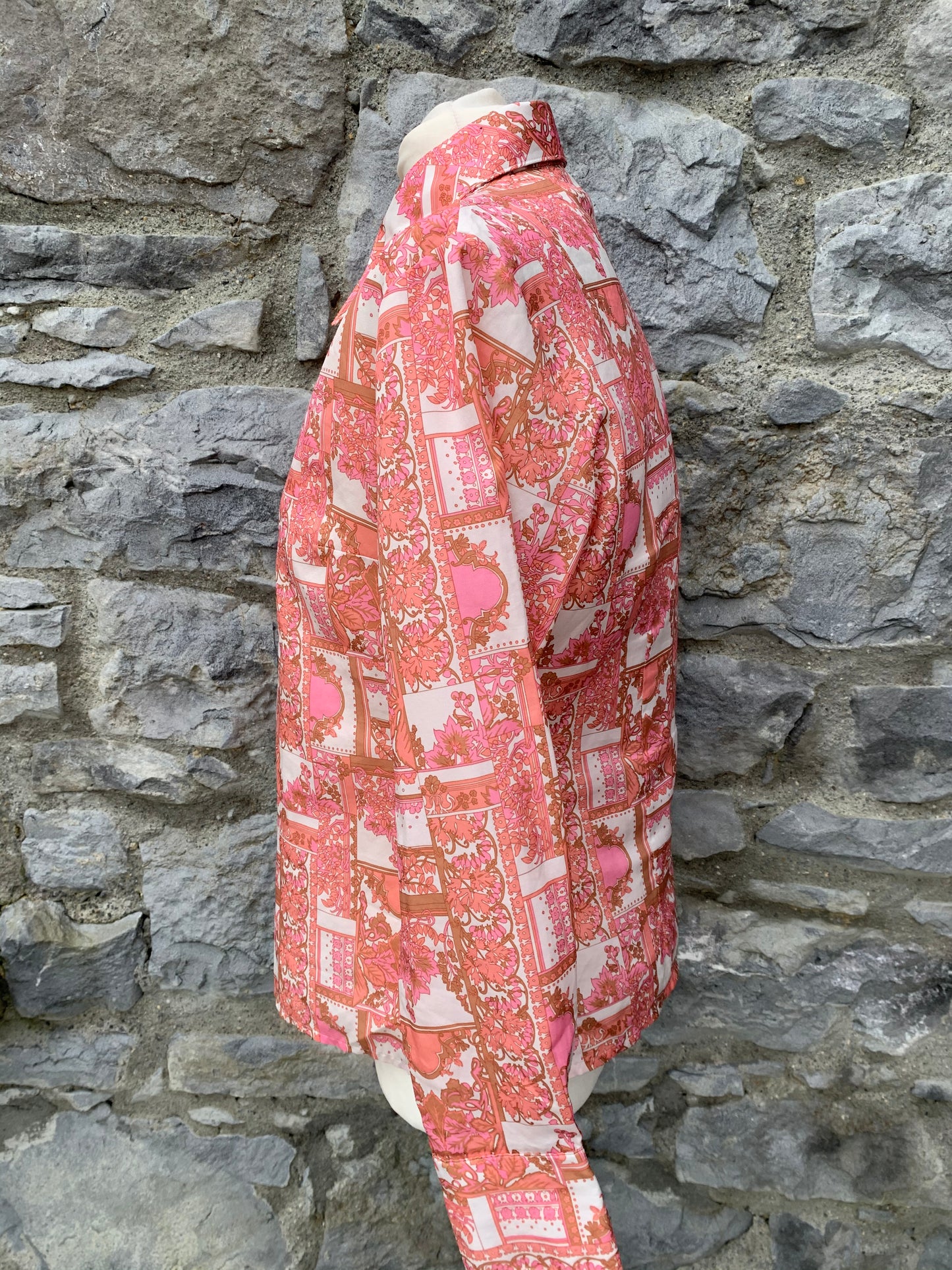 70s coral shirt   uk 12