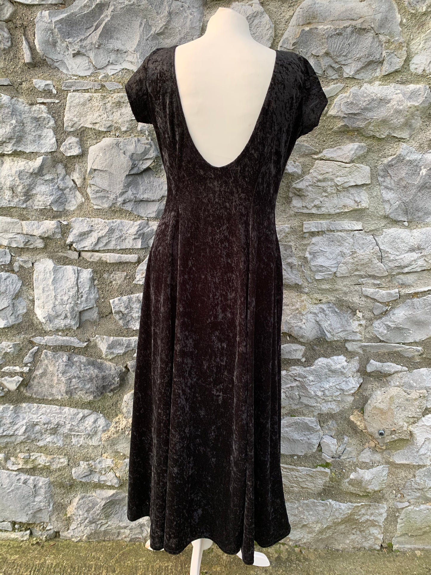 Crisis maxi black velvet dress   uk 12