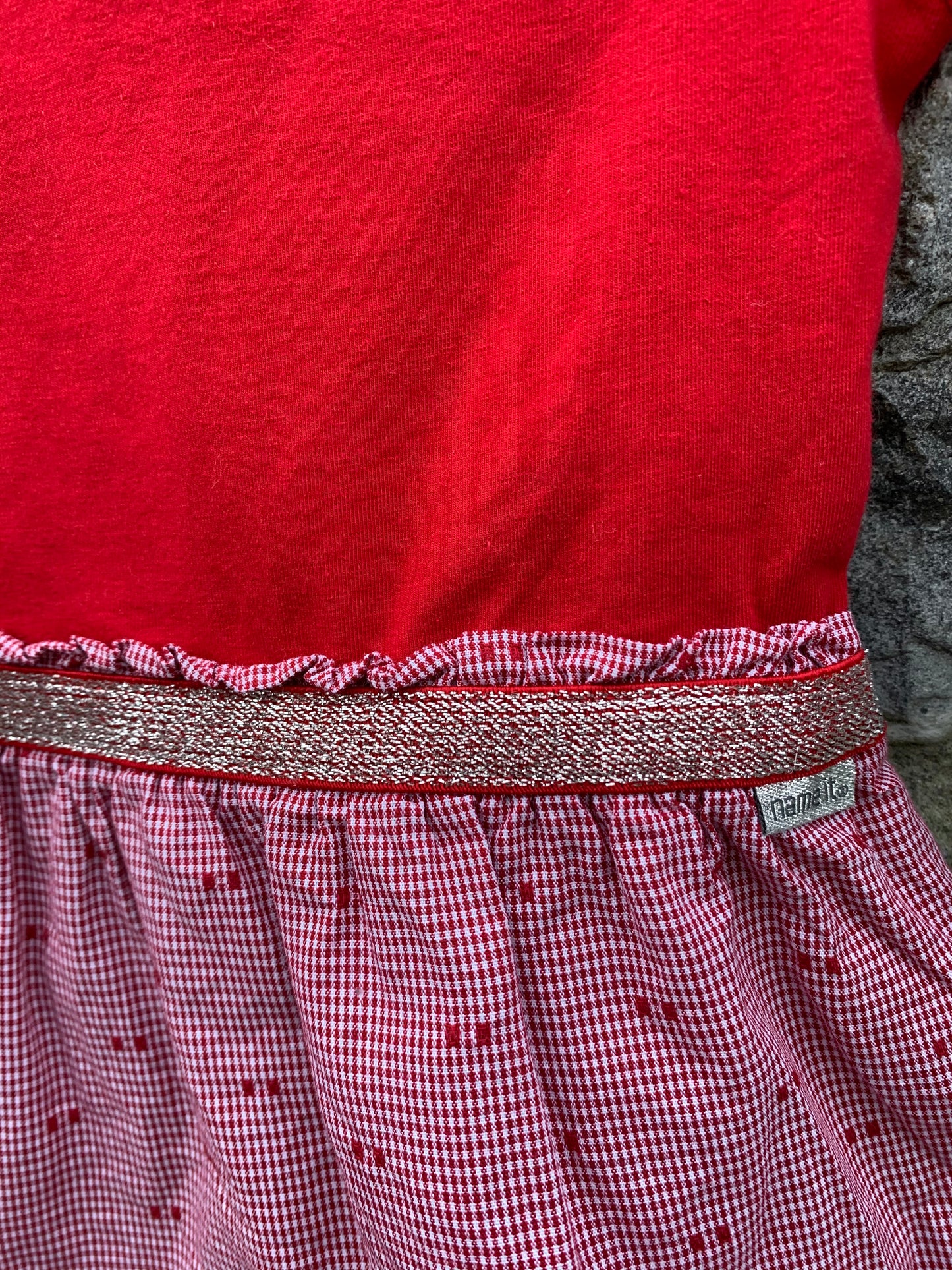 Red dress with check   4-6m (62-68cm)