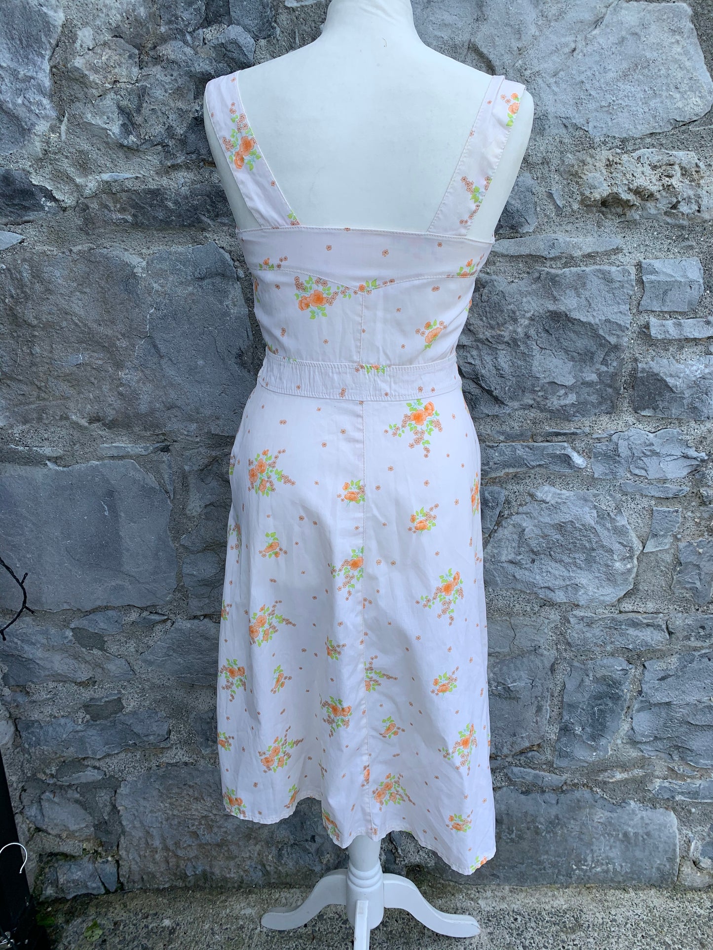 Dana 70s white dress with flowers  uk 6