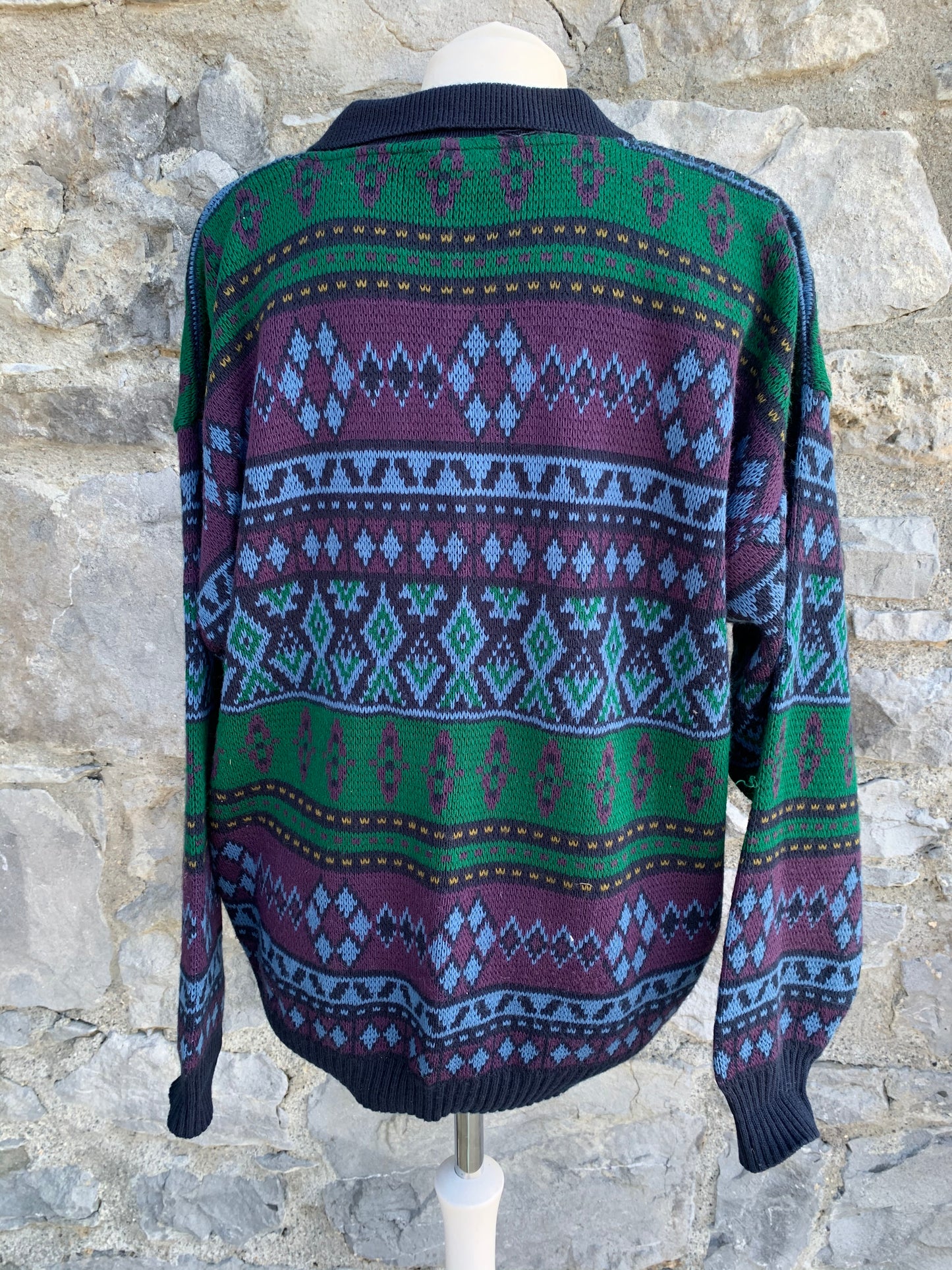 80s green&purple jumper   Medium