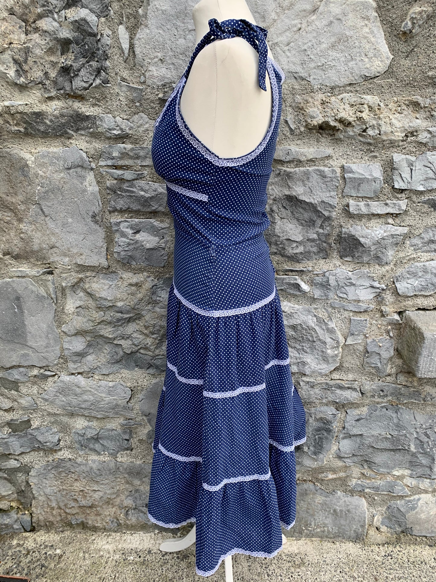 70s polka dot sun dress   uk 6-8