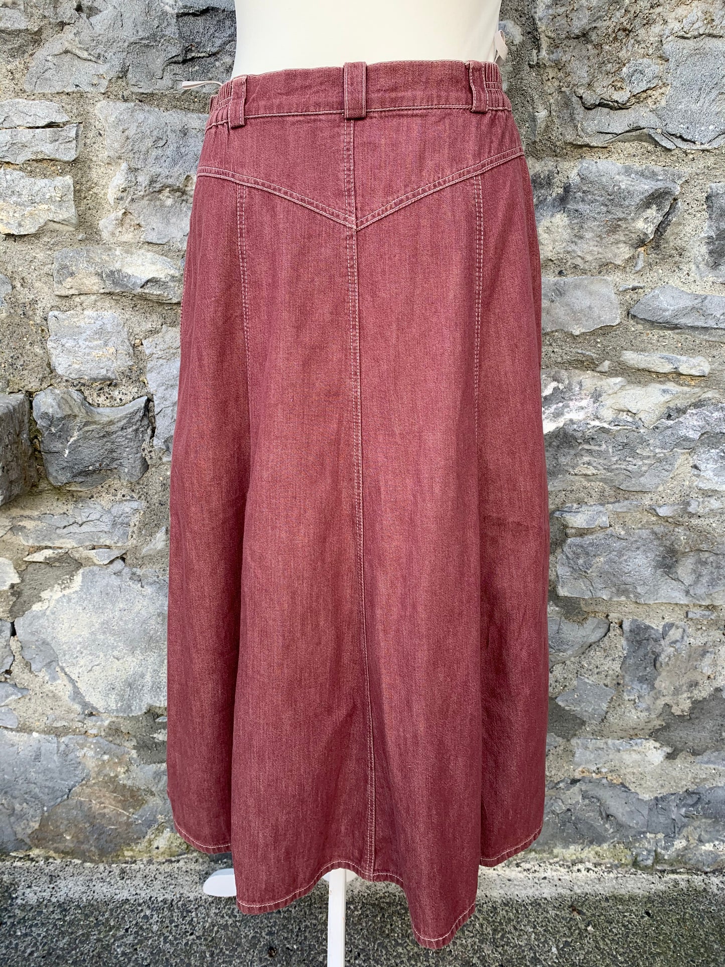 Walbusch maroon denim skirt   uk 12