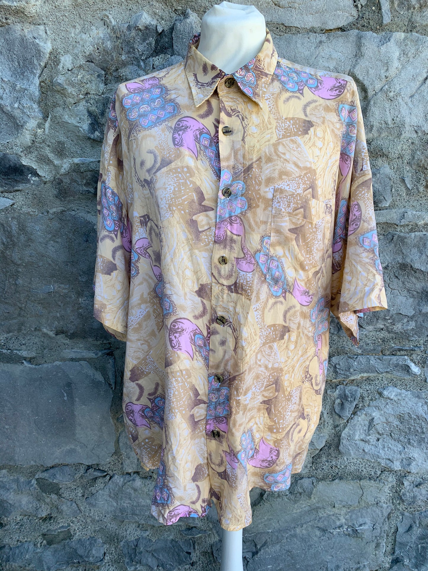 80s yellow&purple shirt   Large