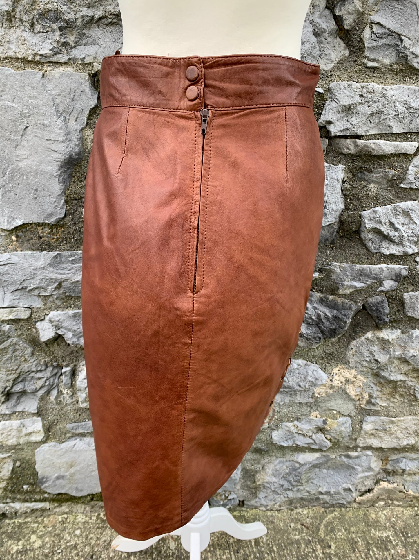 Pnella brown leather skirt   uk 12