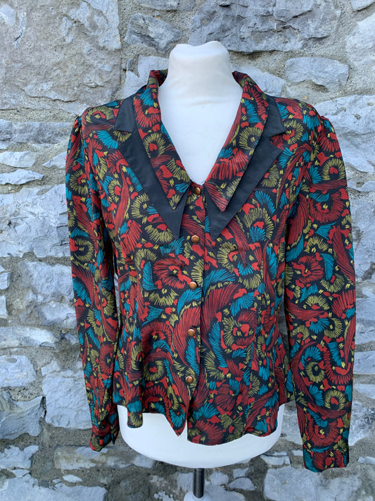 80s maroon&teal blouse  uk 12