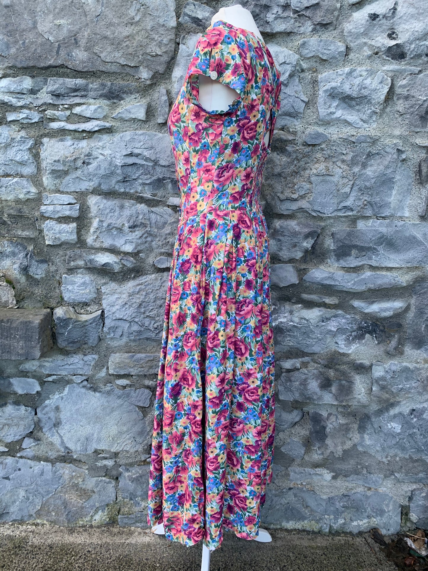 80s floral maxi dress   uk 8-10