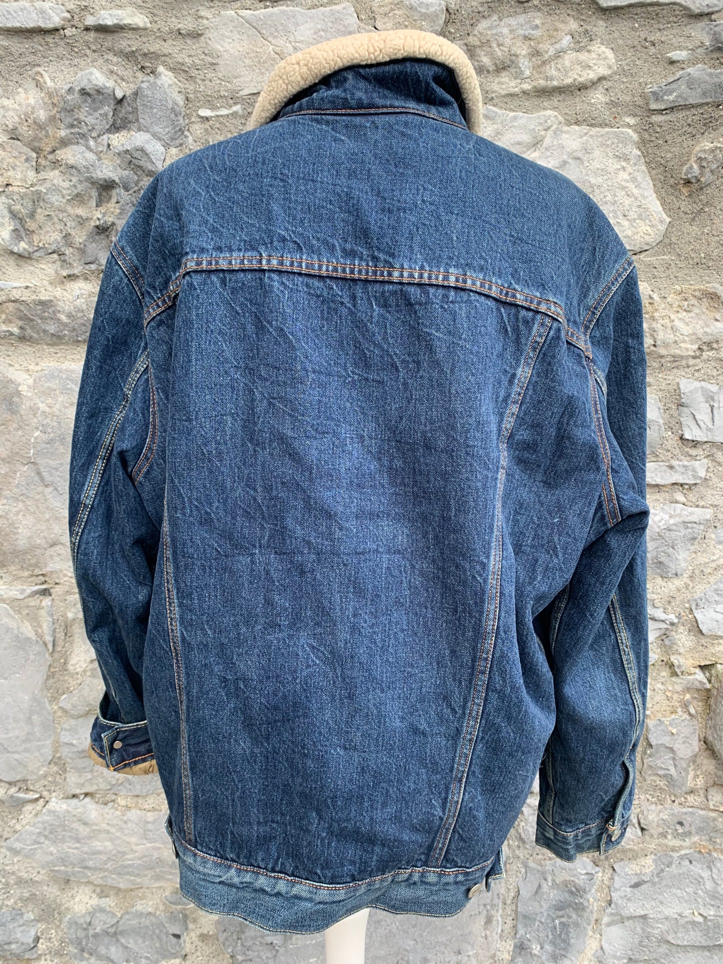 Fur lined denim jacket XL