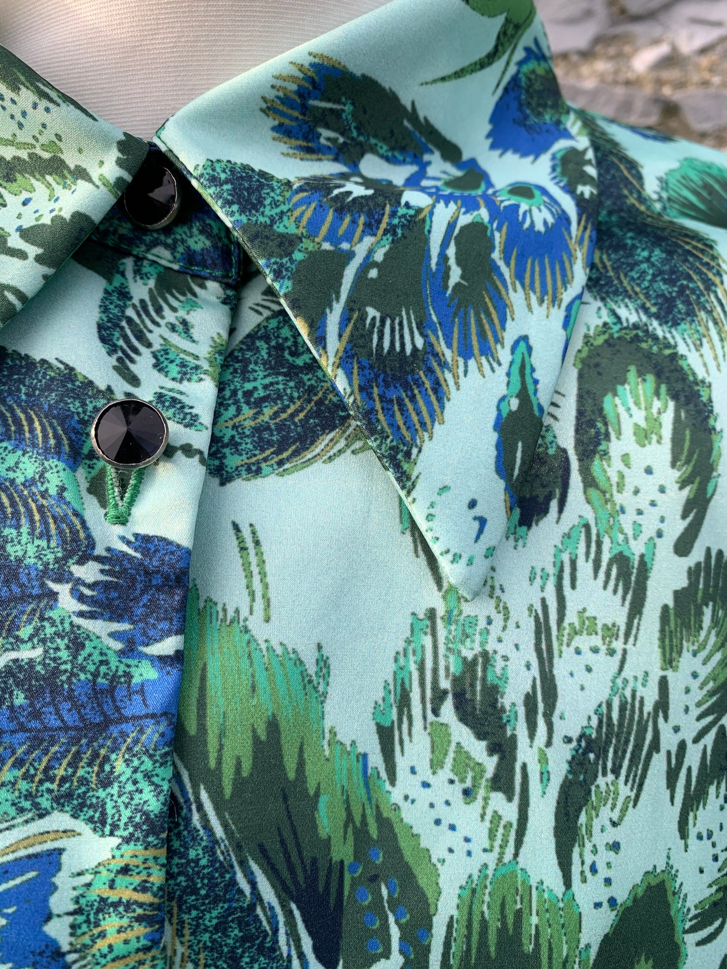 Green peacock feathers blouse   uk 12