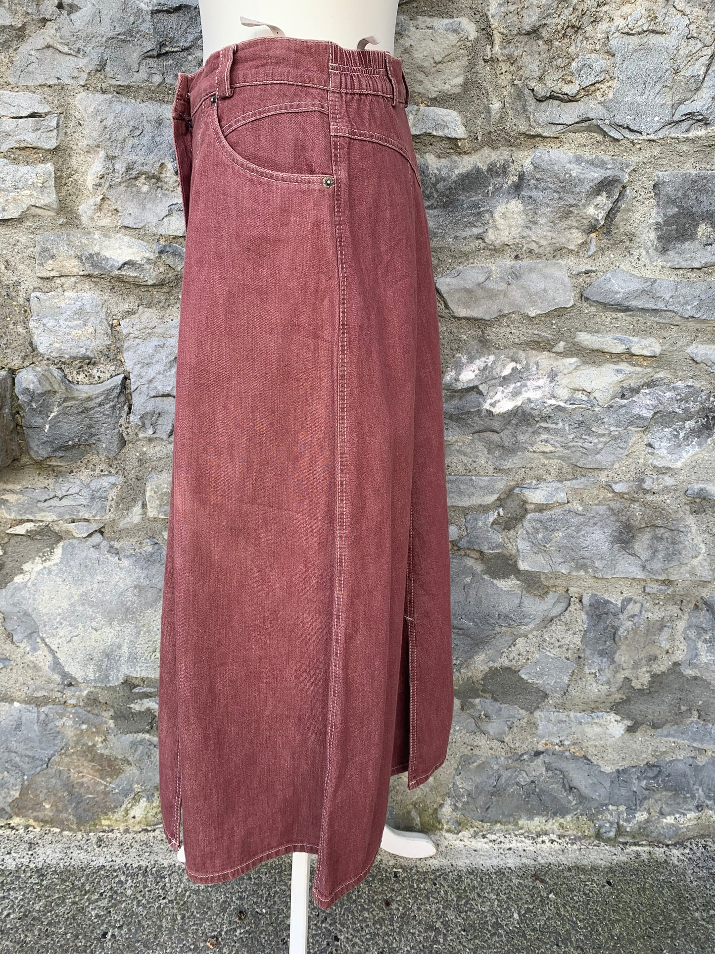 Walbusch maroon denim skirt   uk 12