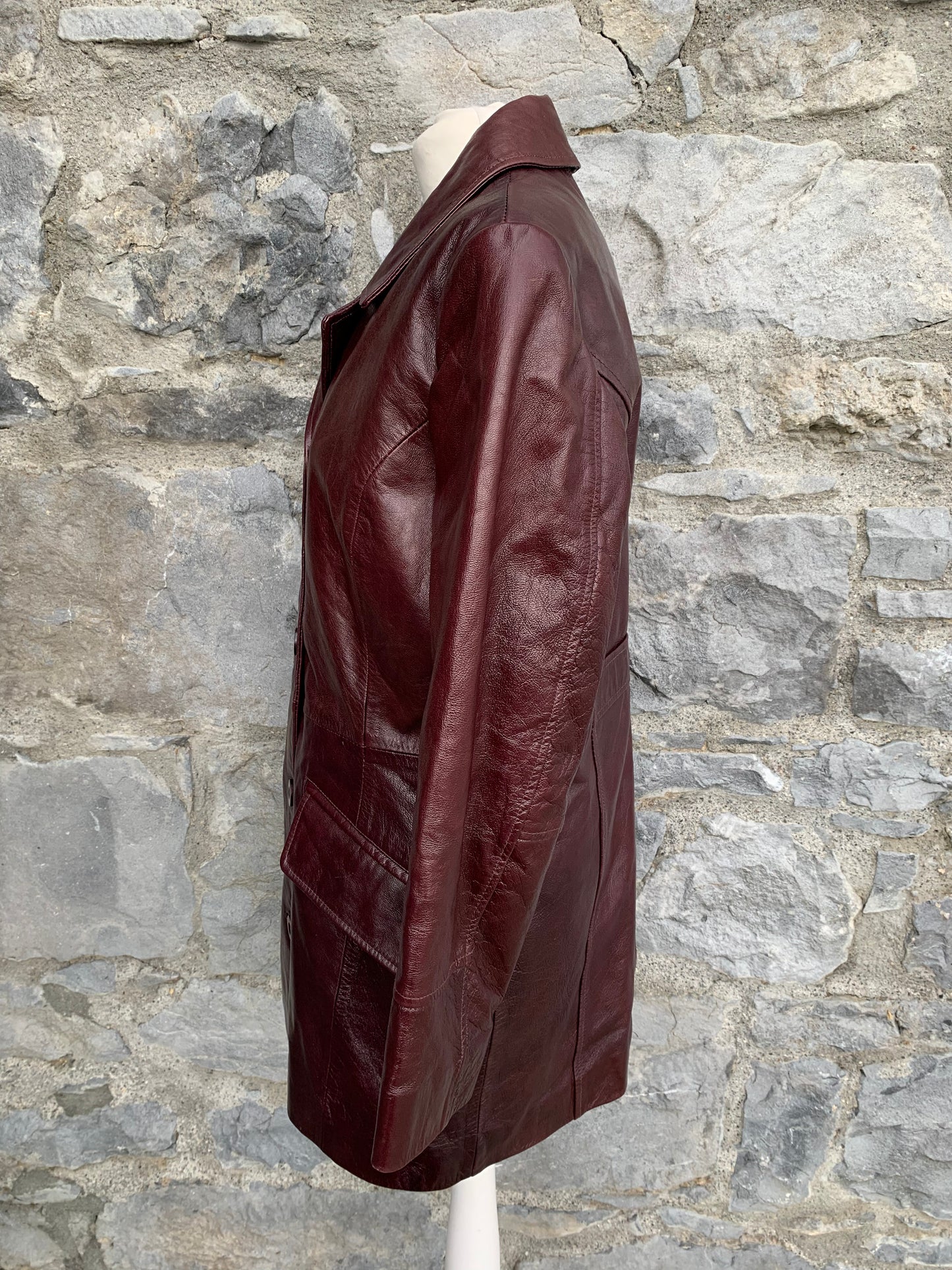 Maroon leather coat  uk 10-12