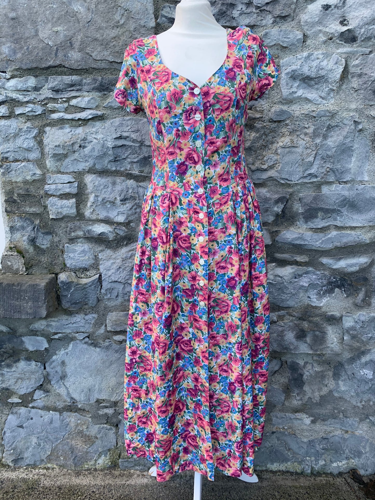 80s floral maxi dress   uk 8-10