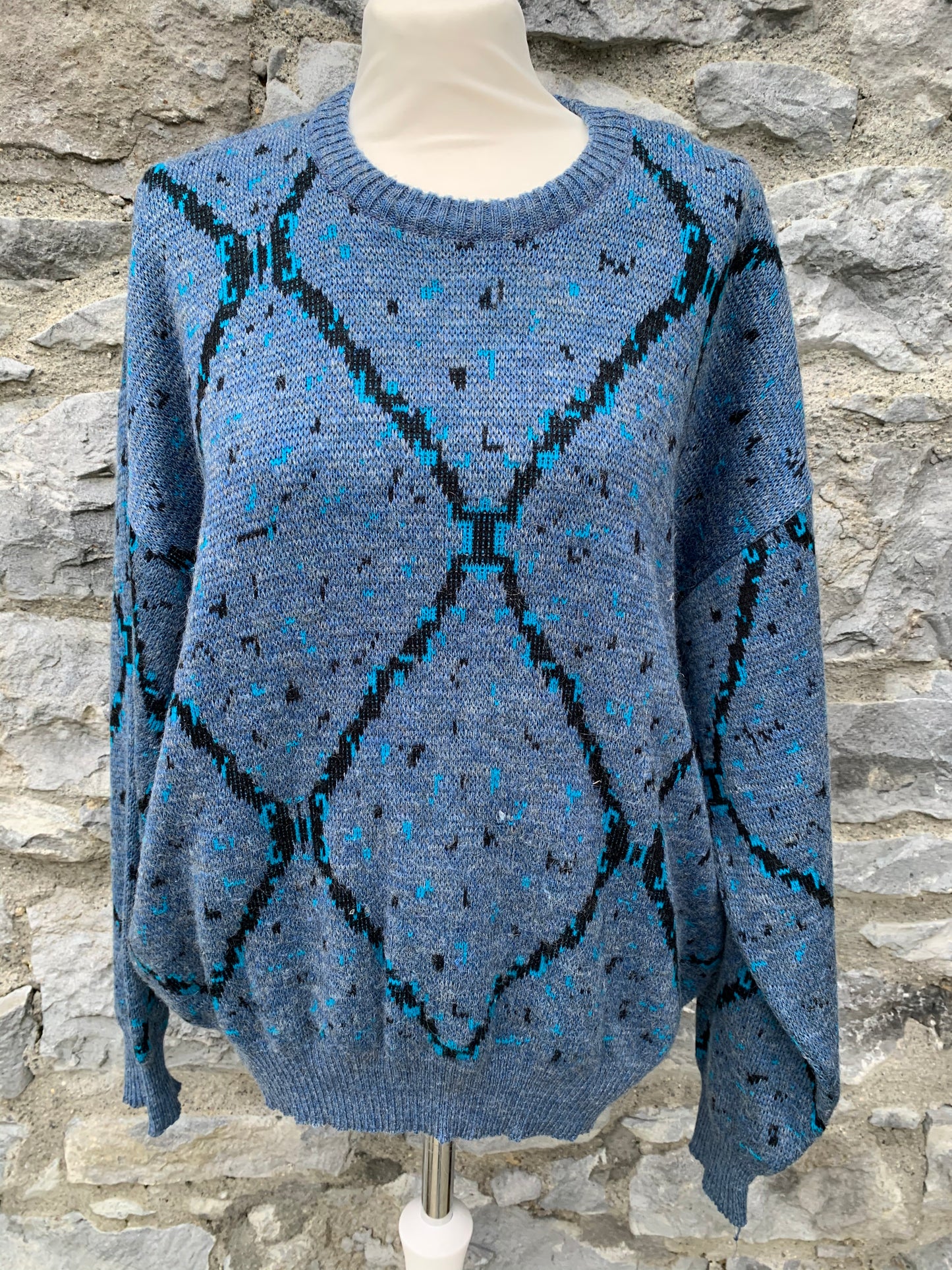 Ritti 80s blue geometric jumper  Large