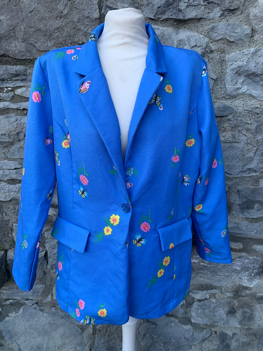 Tudor court blue jacket with butterflies   uk 14