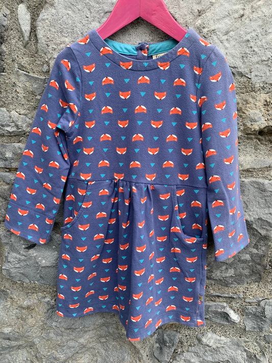 Foxes blue dress  3-4y (98-104cm)