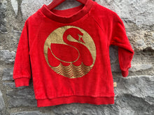 Load image into Gallery viewer, Red velour sweatshirt  6-9m (68-74cm)
