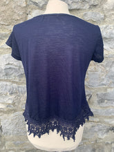 Load image into Gallery viewer, Navy top with lace hem  uk 8
