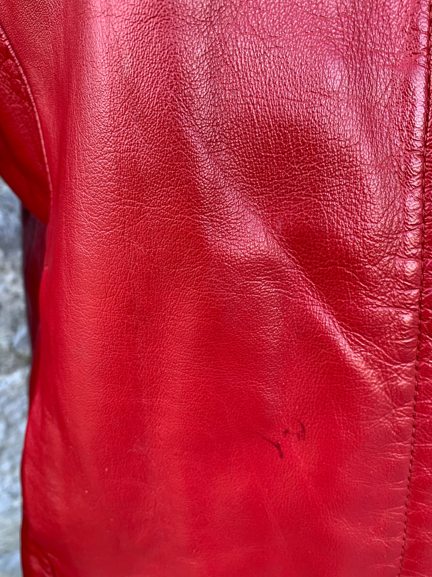 Red vintage leather jacket   uk 14