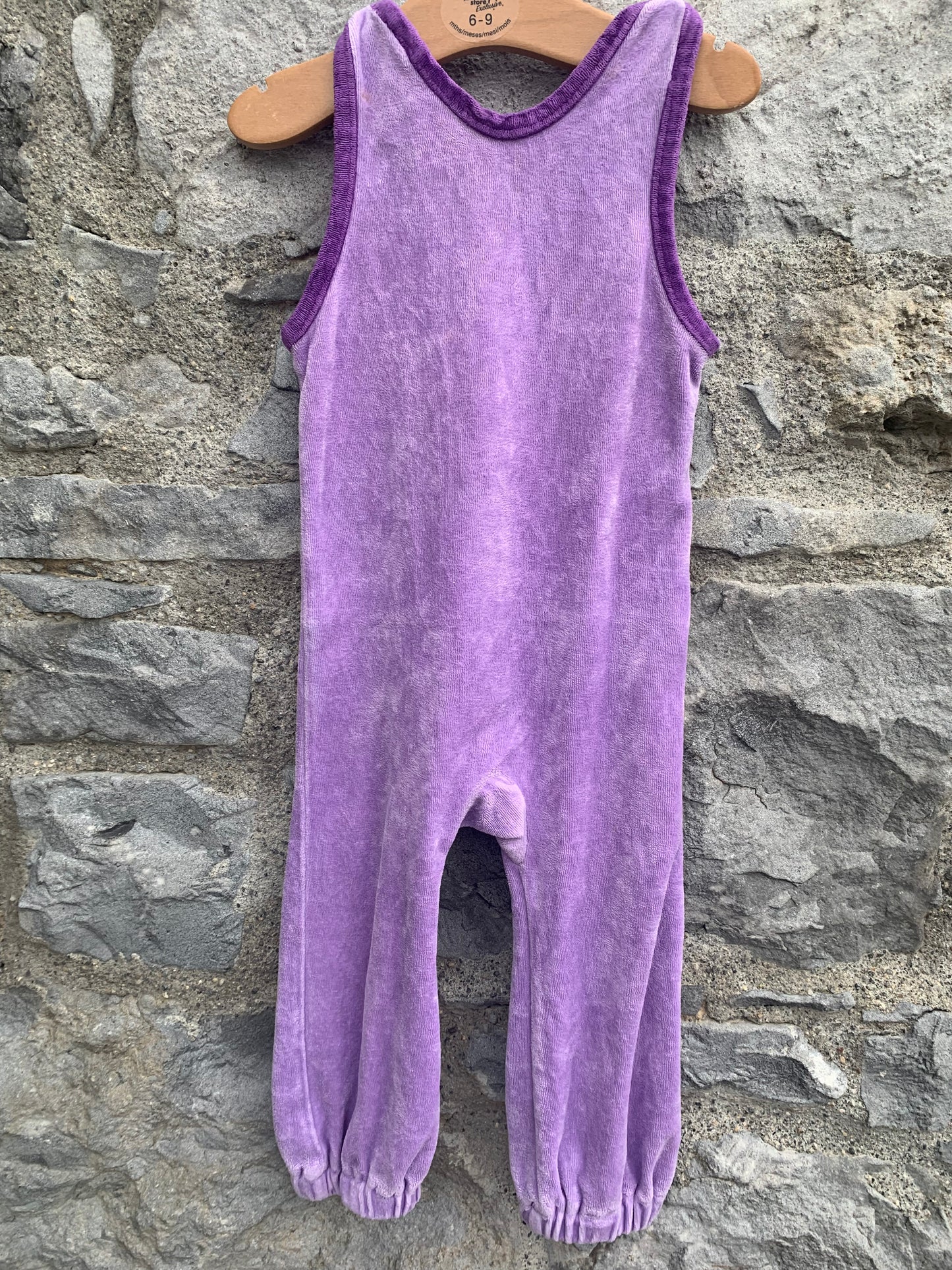 Purple velour dungarees  12-18m (80-86cm)