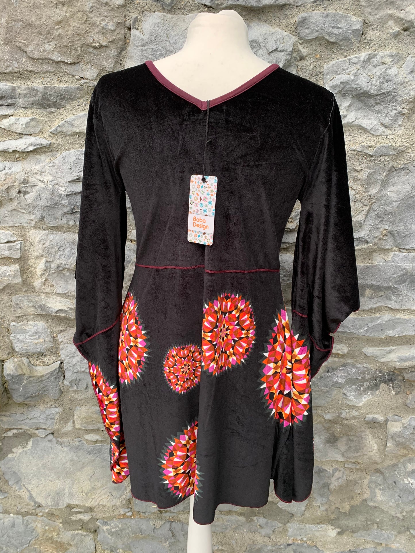 Funky black velvet tunic   uk 10-12