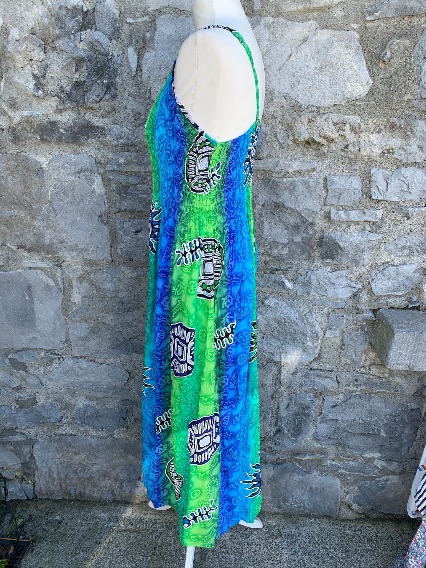 90s Green&blue sun dress   uk 10-14