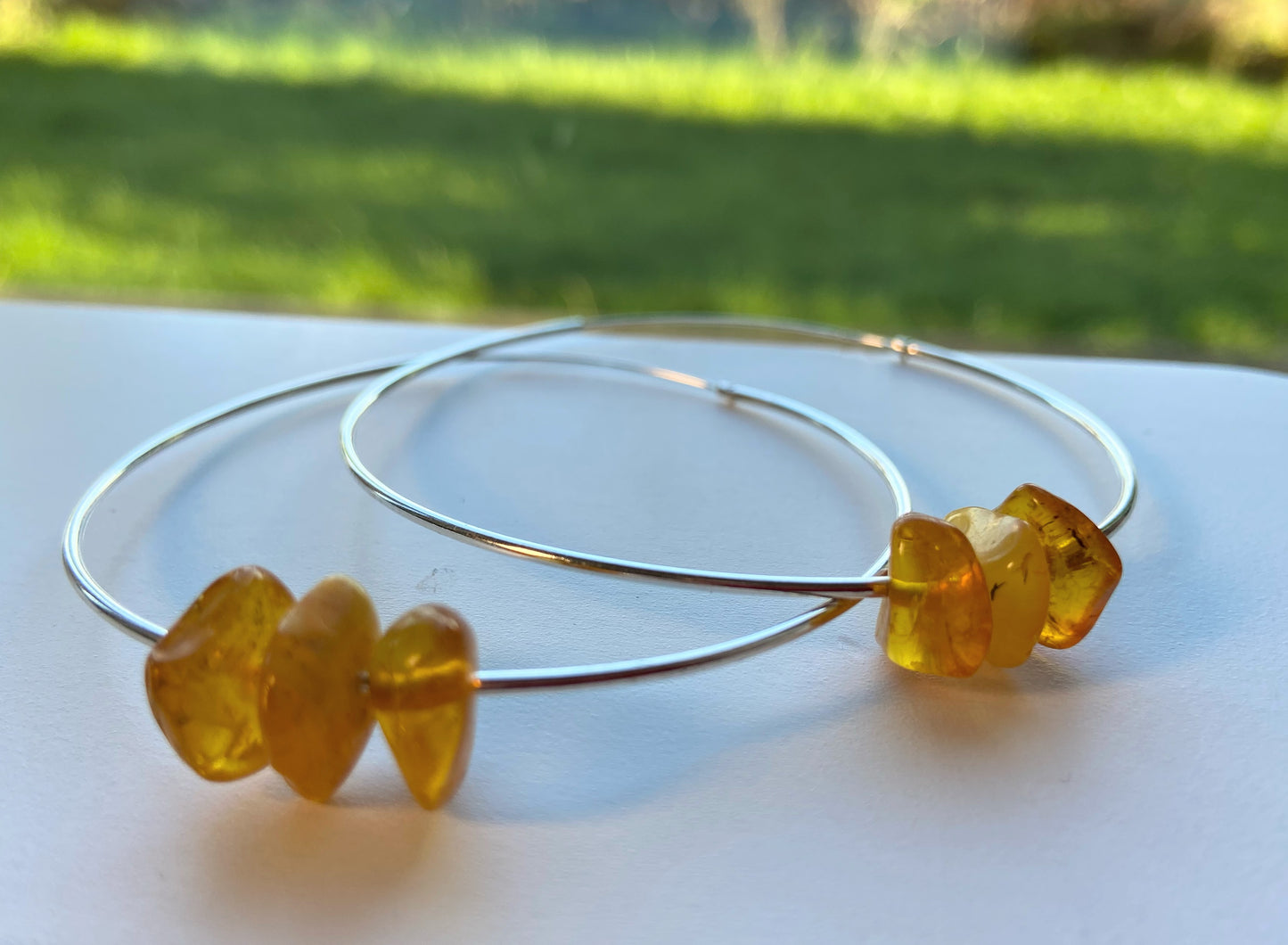 Amber hoop earrings