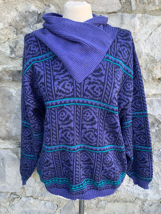 Next 80s purple&teal jumper   uk 12-14