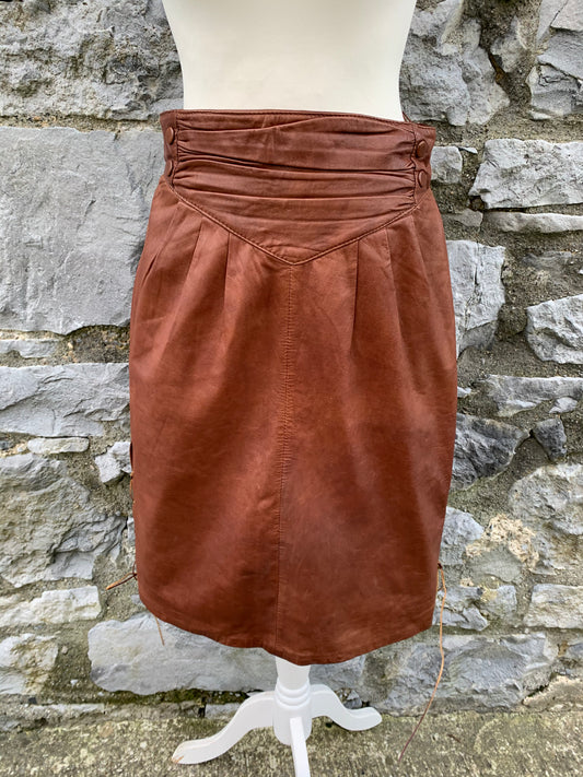 Pnella brown leather skirt   uk 12