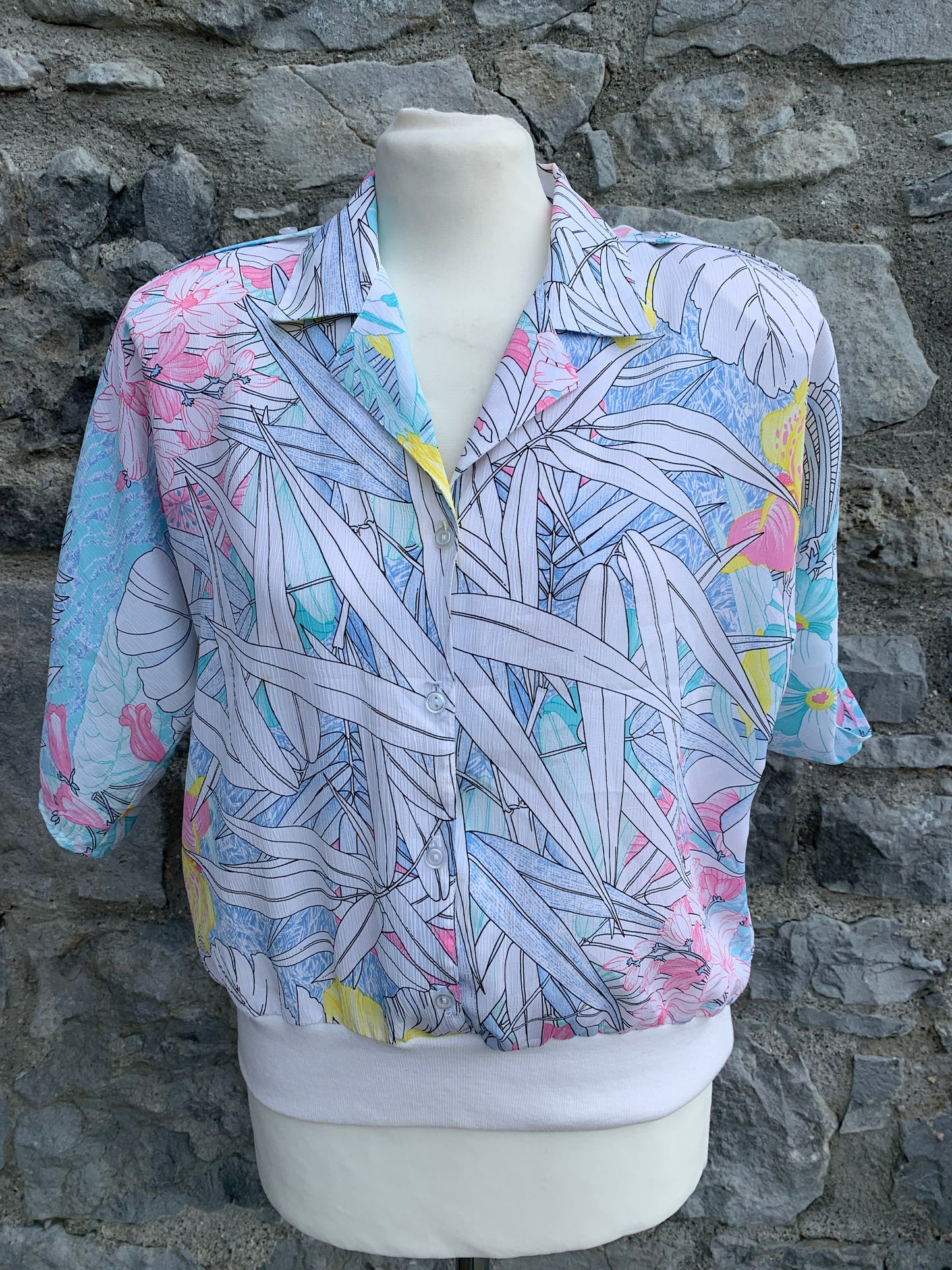 EF 80s flowers&palm leaves top  uk 10-12