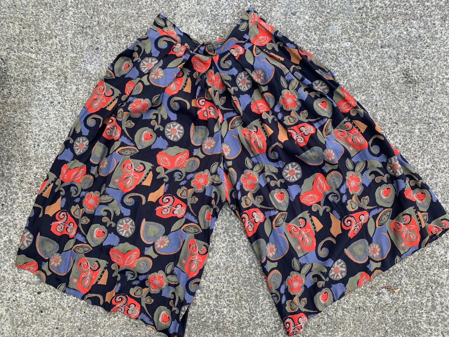 80s floral culottes  uk 10