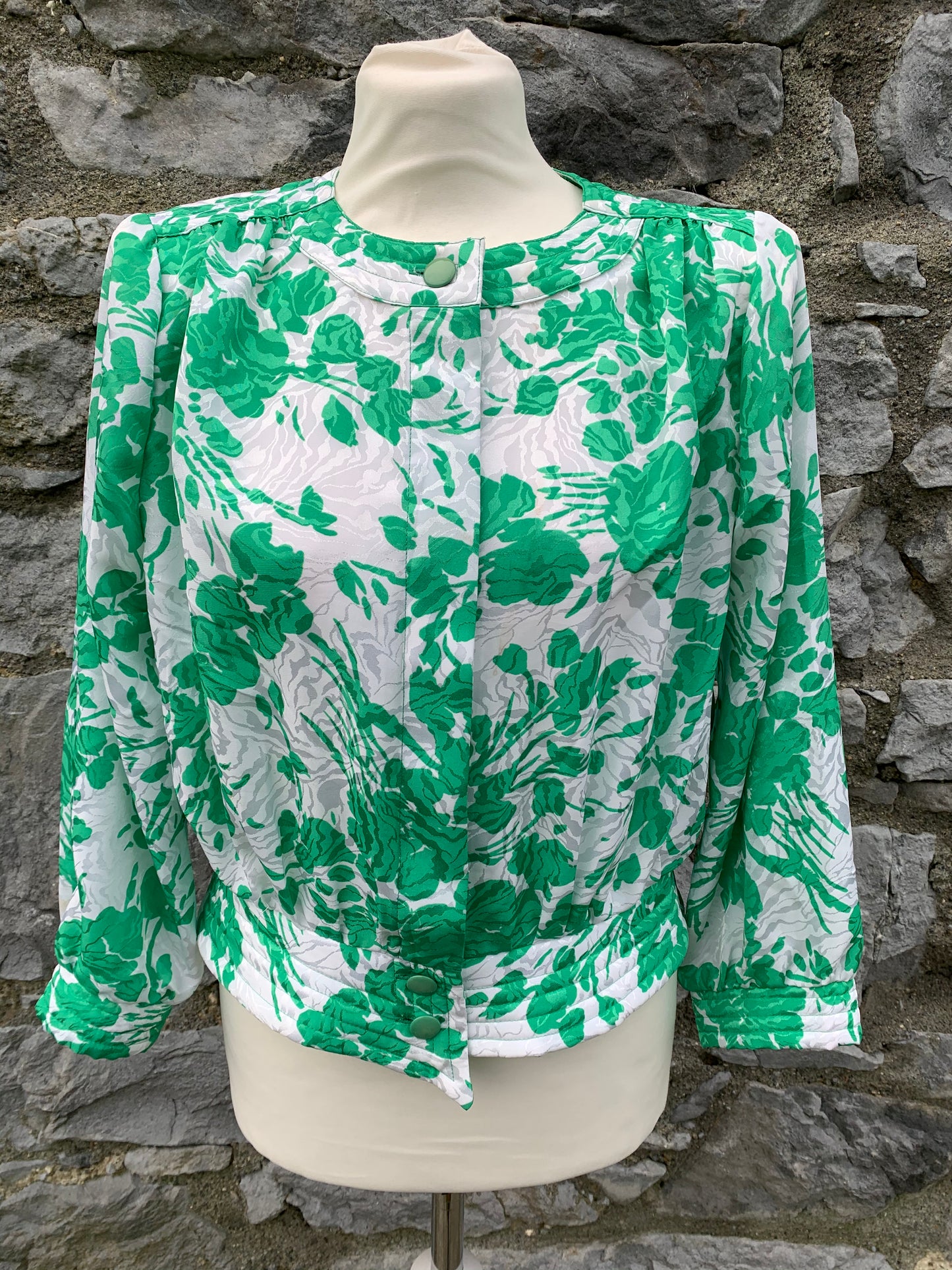 Hardob 80s green&white blouse   uk 14