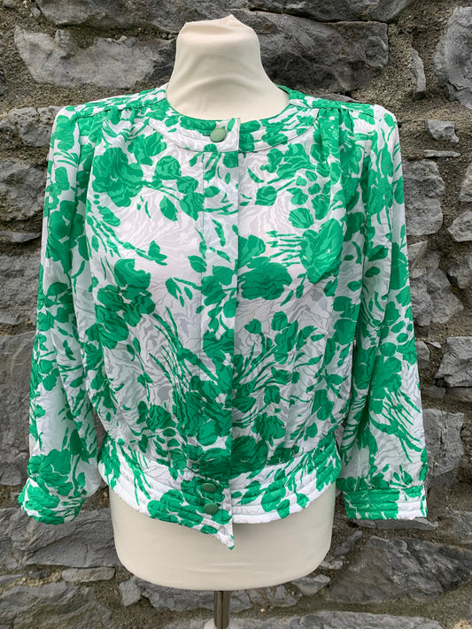 Hardob 80s green&white blouse   uk 14