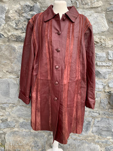 Maroon leather stripes coat  uk 18-20