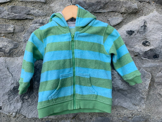 Green&blue stripy fleece  3-6m (62-68cm)