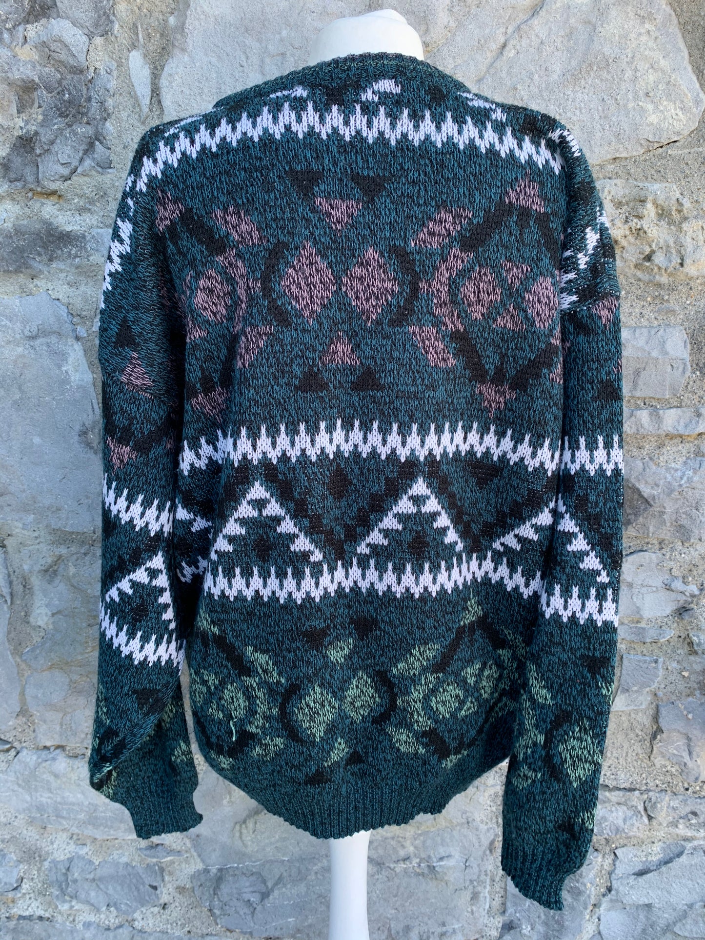 80s green Aztec jumper   Large