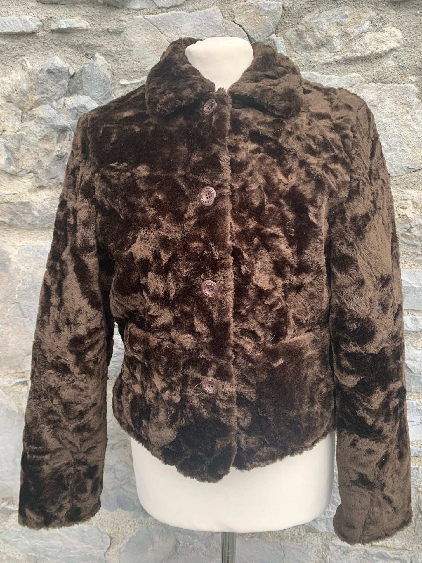 Noughties brown furry jacket  uk 10-12