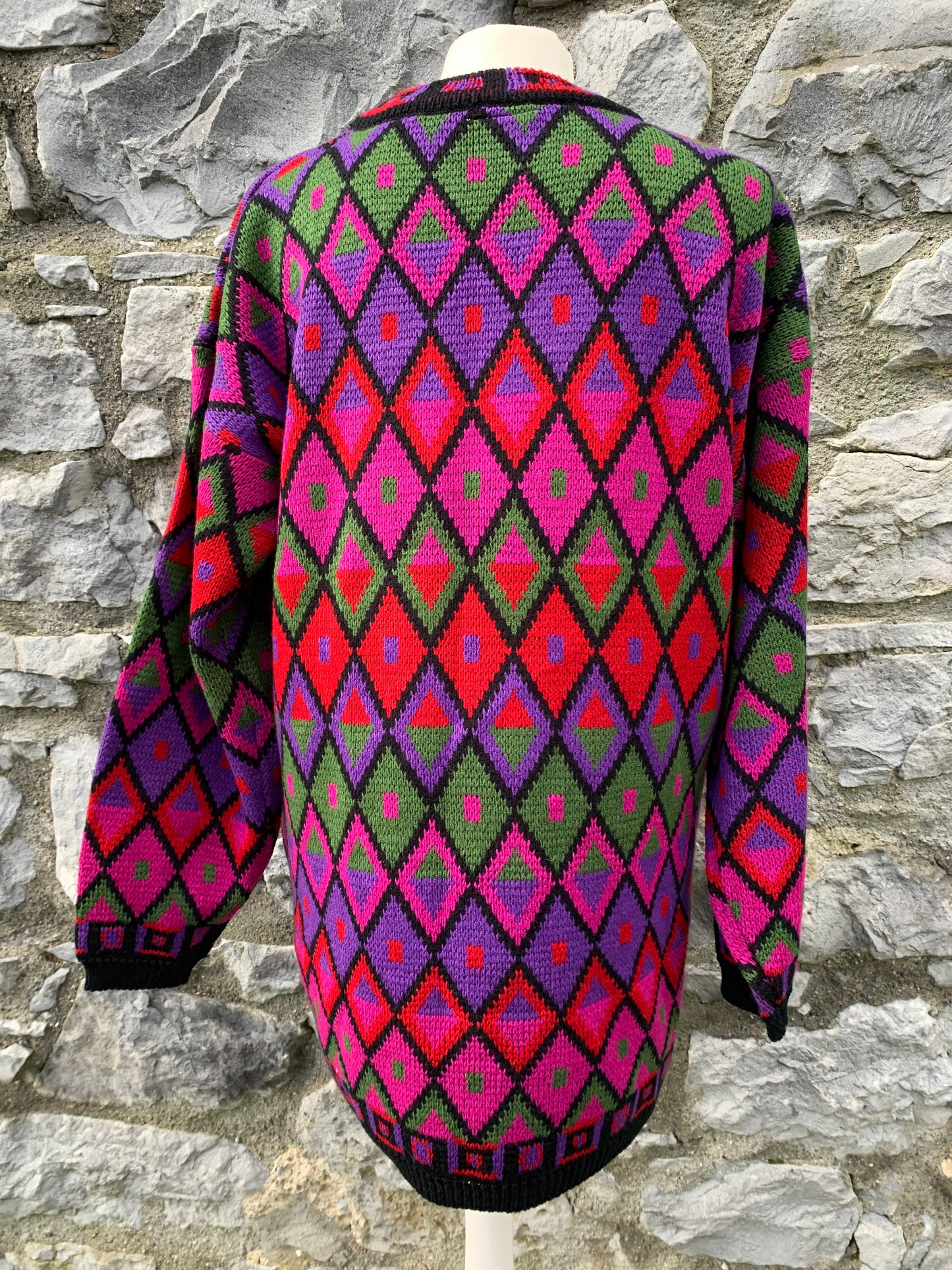 90s diamonds print jumper   uk 12