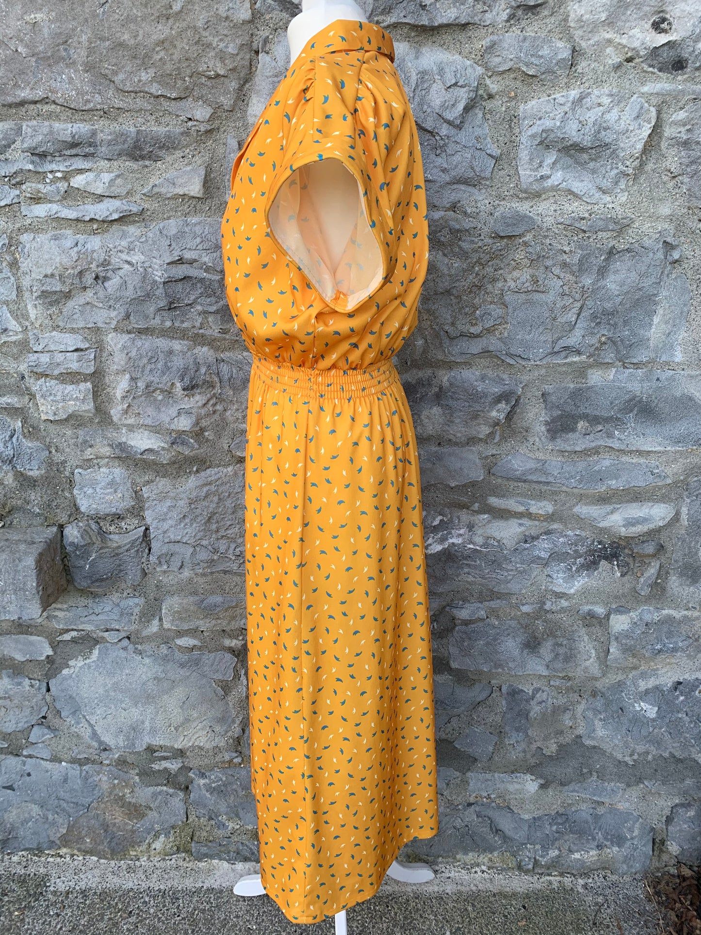 80s yellow midi dress