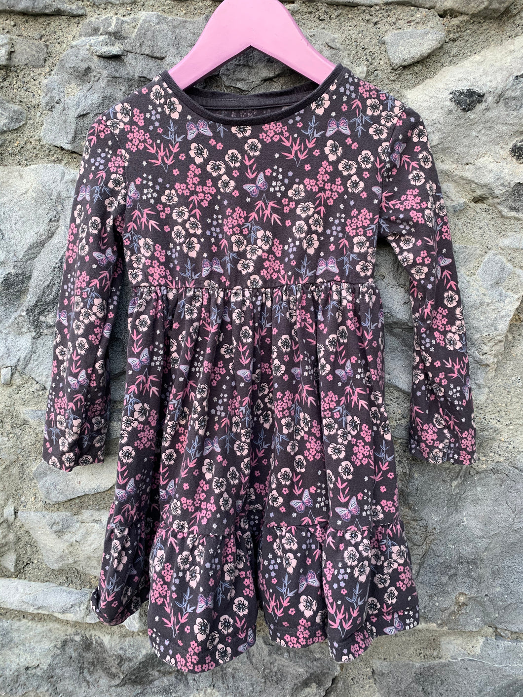 Brown floral dress  3-4y (98-104cm)