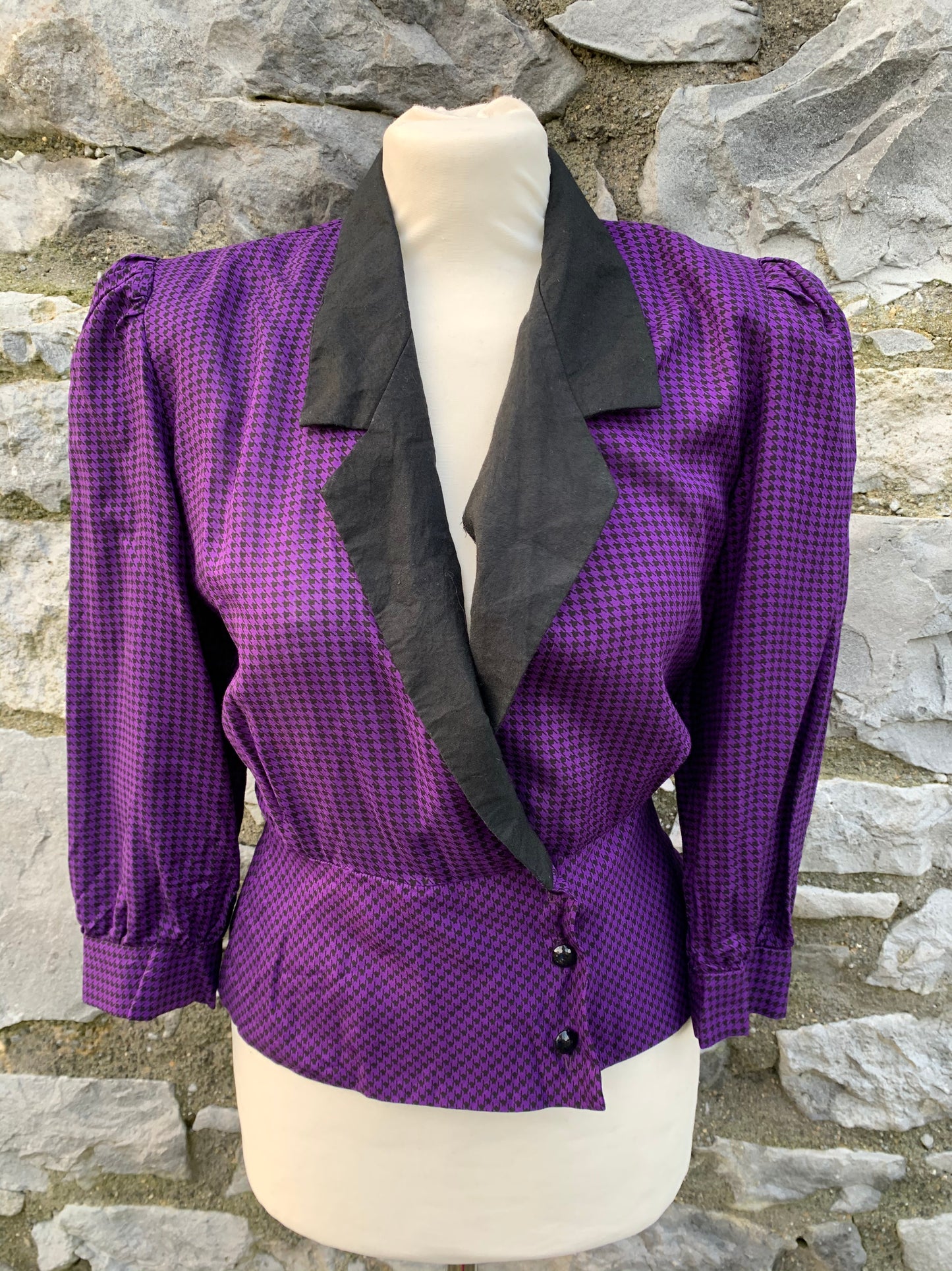 Butterfly purple houndstooth blouse   uk 8