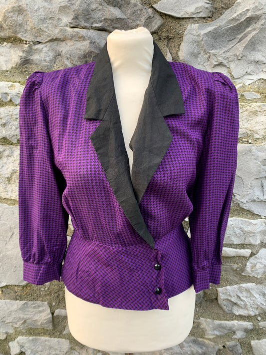 Butterfly purple houndstooth blouse   uk 8