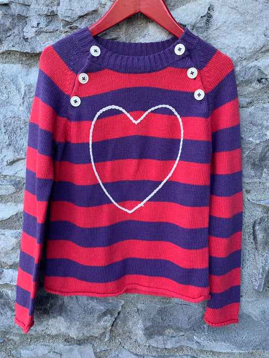 Stripy jumper with a heart   9-10y (134-140cm)