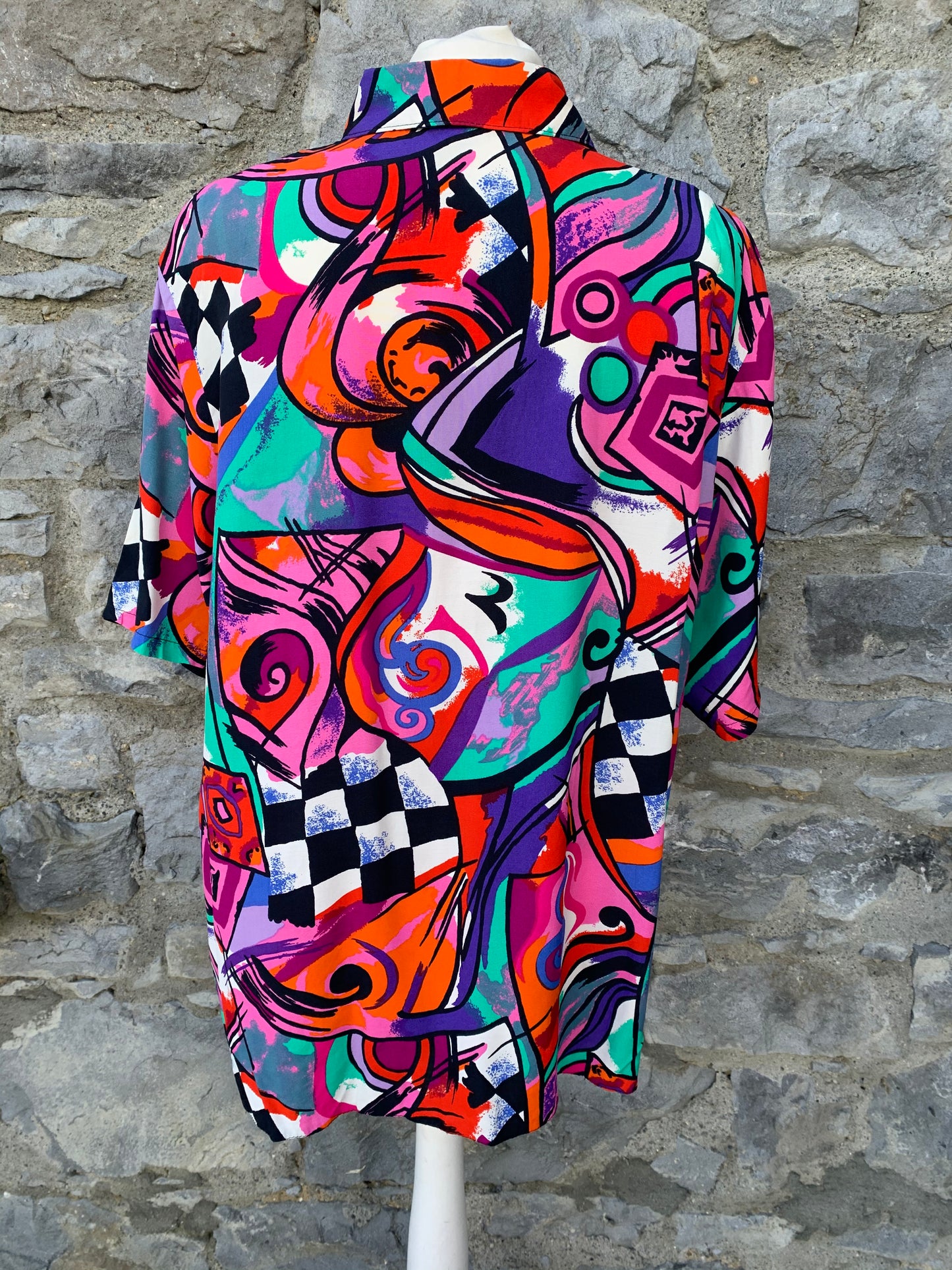 80s colourful abstract shirt   uk 16-18